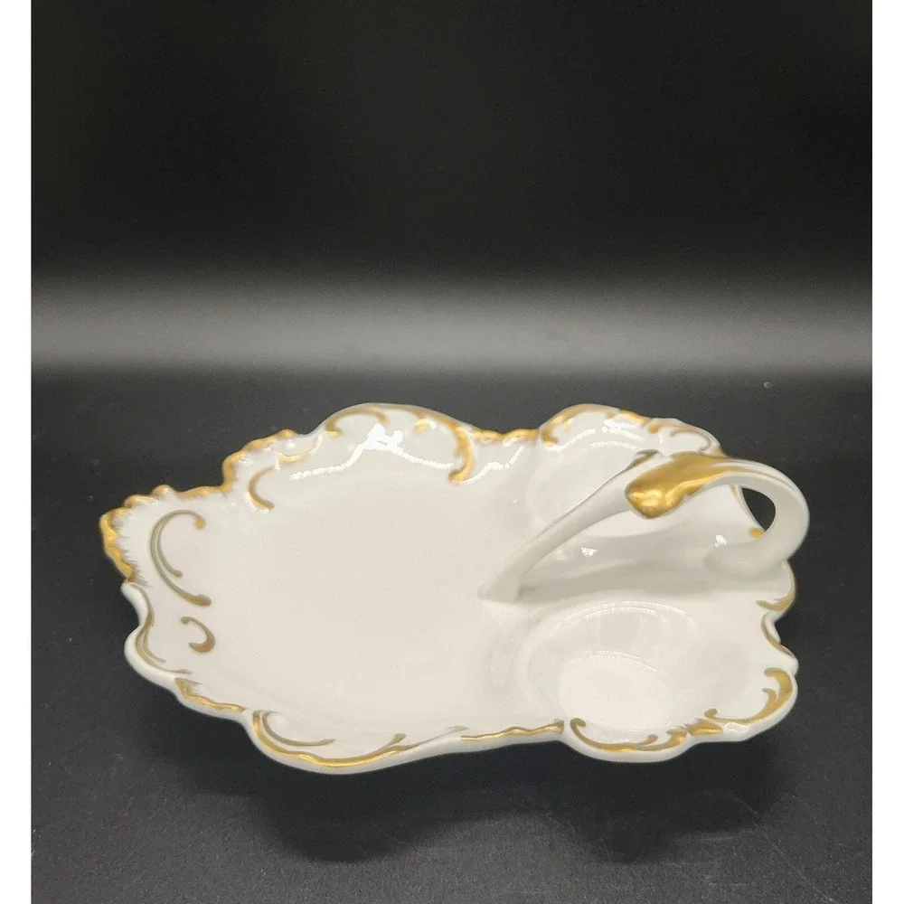 Vintage Porcelain 3 Compartment Vanity Dresser Tray W Handle Made‎ In France 10